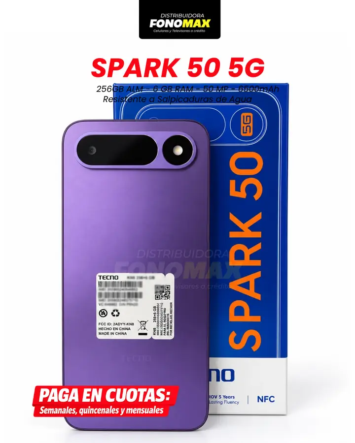 TECNO Spark 50 5G disponible para consultar con FONOMAX al sur de Quito
